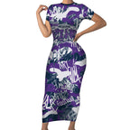Melbourne Storm Rugby Short Sleeve Bodycon Dress Graffiti Typography Urban Camo Abstract Street Style