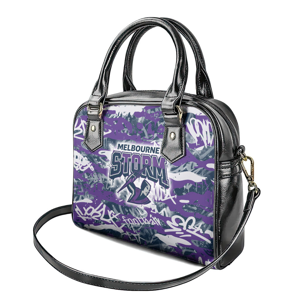 Melbourne Storm Rugby Shoulder Handbag Graffiti Typography Urban Camo Abstract Street Style