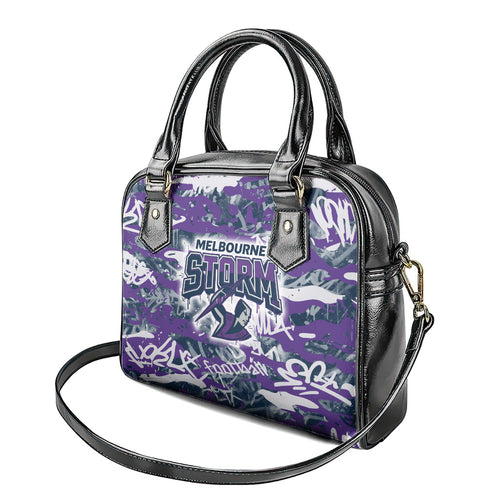 Melbourne Storm Rugby Shoulder Handbag Graffiti Typography Urban Camo Abstract Street Style