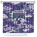 Melbourne Storm Rugby Shower Curtain Graffiti Typography Urban Camo Abstract Street Style