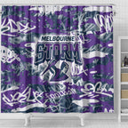 Melbourne Storm Rugby Shower Curtain Graffiti Typography Urban Camo Abstract Street Style