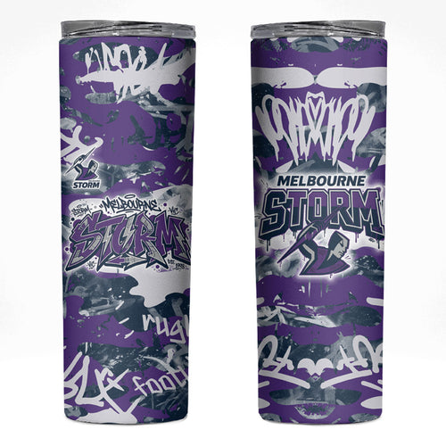 Melbourne Storm Rugby Skinny Tumbler Graffiti Typography Urban Camo Abstract Street Style