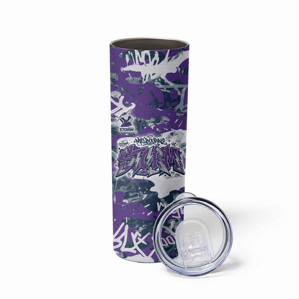 Melbourne Storm Rugby Skinny Tumbler Graffiti Typography Urban Camo Abstract Street Style
