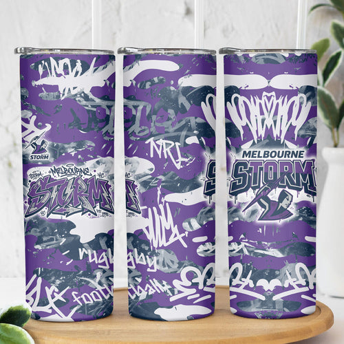 Melbourne Storm Rugby Skinny Tumbler Graffiti Typography Urban Camo Abstract Street Style