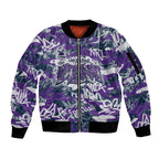 Melbourne Storm Rugby Sleeve Zip Bomber Jacket Graffiti Typography Urban Camo Abstract Street Style