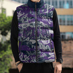 Melbourne Storm Rugby Sleeveless Puffer Jacket Graffiti Typography Urban Camo Abstract Street Style