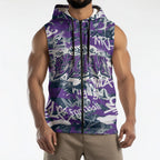 Melbourne Storm Rugby Sleeveless Zip Hoodie Graffiti Typography Urban Camo Abstract Street Style