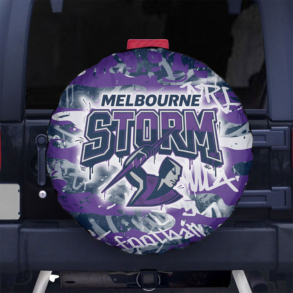 Melbourne Storm Rugby Spare Tire Cover Graffiti Typography Urban Camo Abstract Street Style