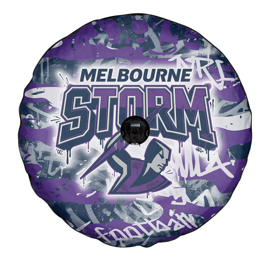 Melbourne Storm Rugby Spare Tire Cover Graffiti Typography Urban Camo Abstract Street Style