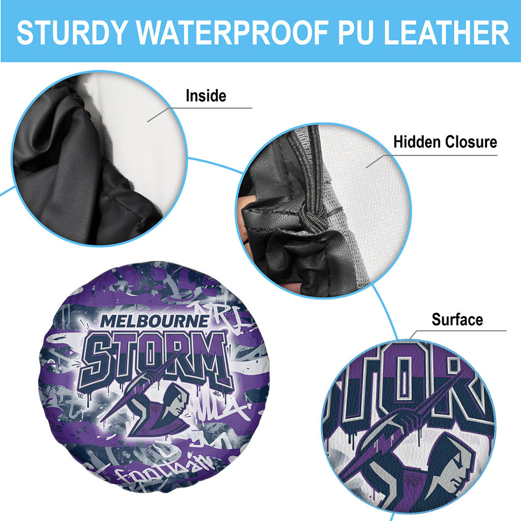 Melbourne Storm Rugby Spare Tire Cover Graffiti Typography Urban Camo Abstract Street Style