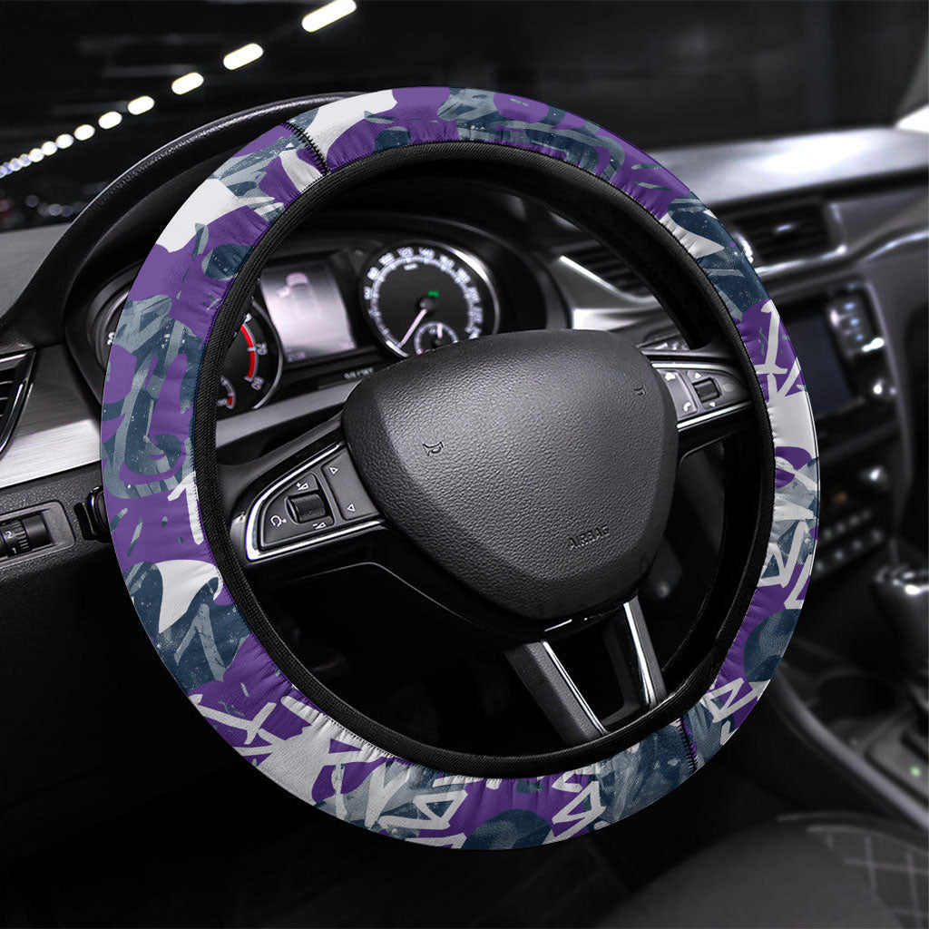 Melbourne Storm Rugby Steering Wheel Cover Graffiti Typography Urban Camo Abstract Street Style