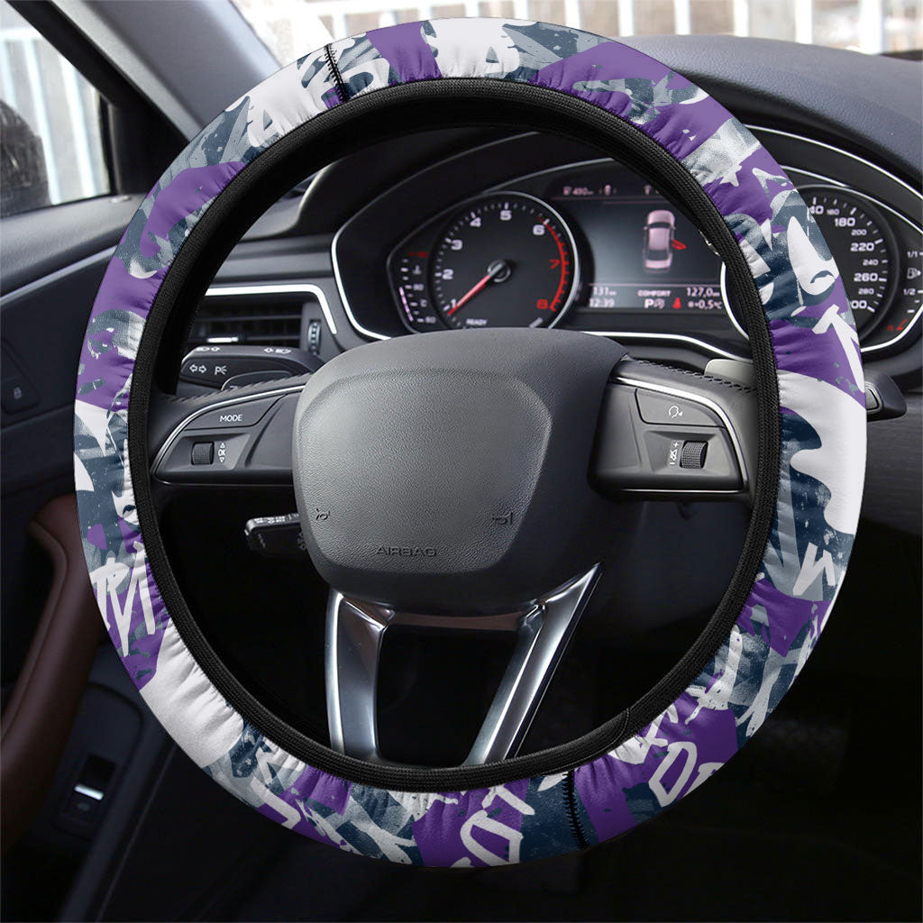 Melbourne Storm Rugby Steering Wheel Cover Graffiti Typography Urban Camo Abstract Street Style