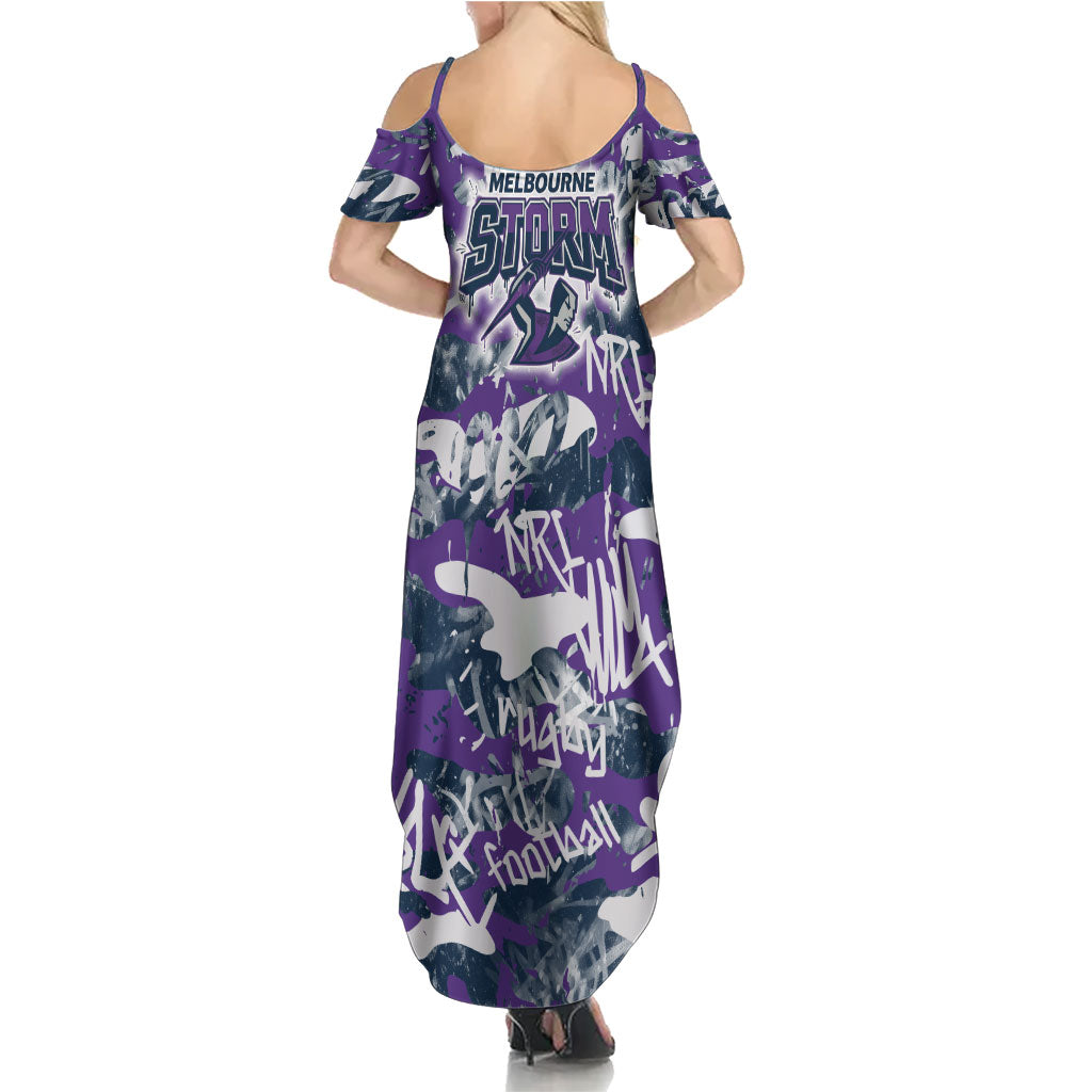 Melbourne Storm Rugby Summer Maxi Dress Graffiti Typography Urban Camo Abstract Street Style