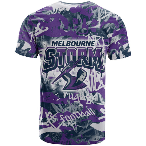 Melbourne Storm Rugby T Shirt Graffiti Typography Urban Camo Abstract Street Style