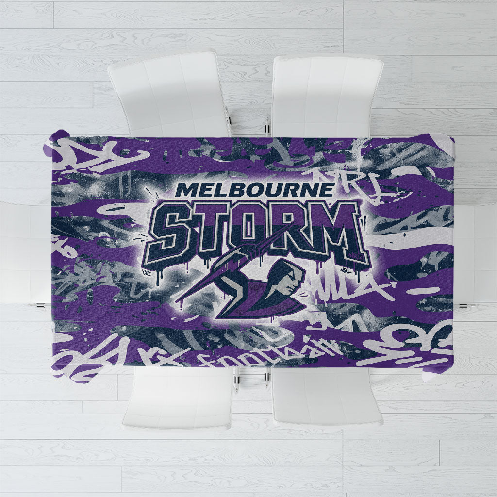 Melbourne Storm Rugby Tablecloth Graffiti Typography Urban Camo Abstract Street Style