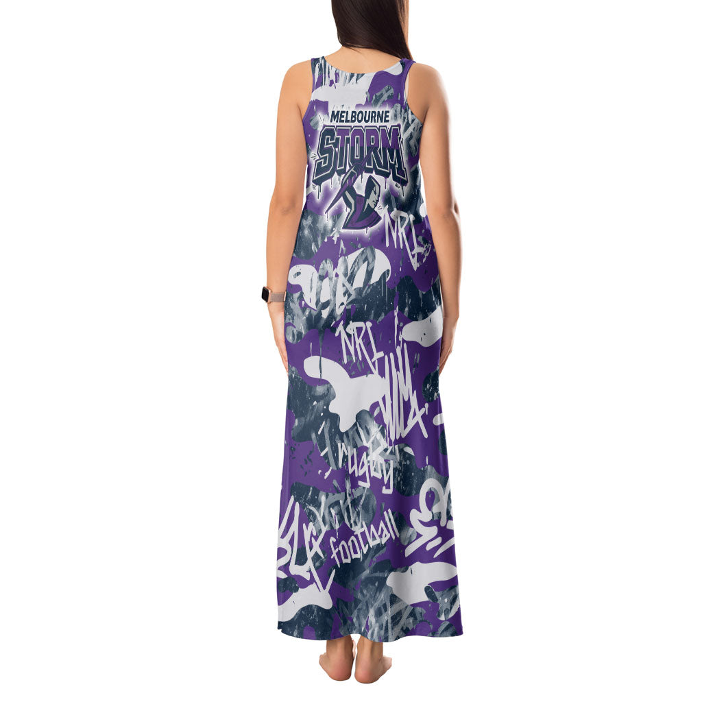 Melbourne Storm Rugby Tank Maxi Dress Graffiti Typography Urban Camo Abstract Street Style