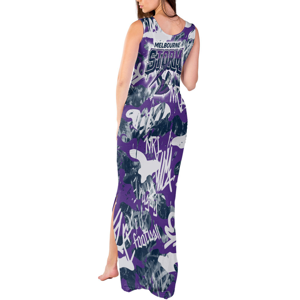 Melbourne Storm Rugby Tank Maxi Dress Graffiti Typography Urban Camo Abstract Street Style