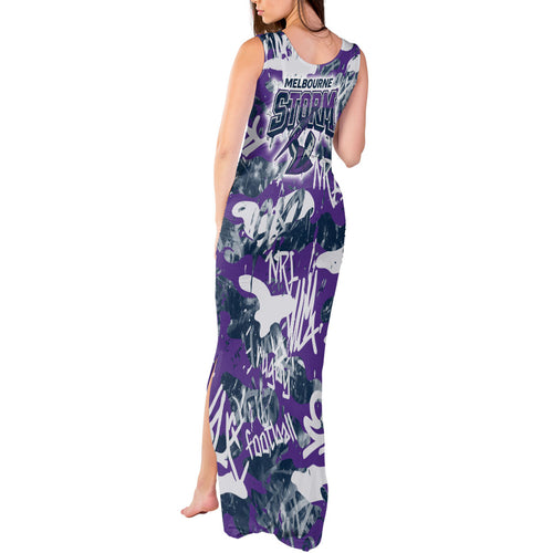 Melbourne Storm Rugby Tank Maxi Dress Graffiti Typography Urban Camo Abstract Street Style