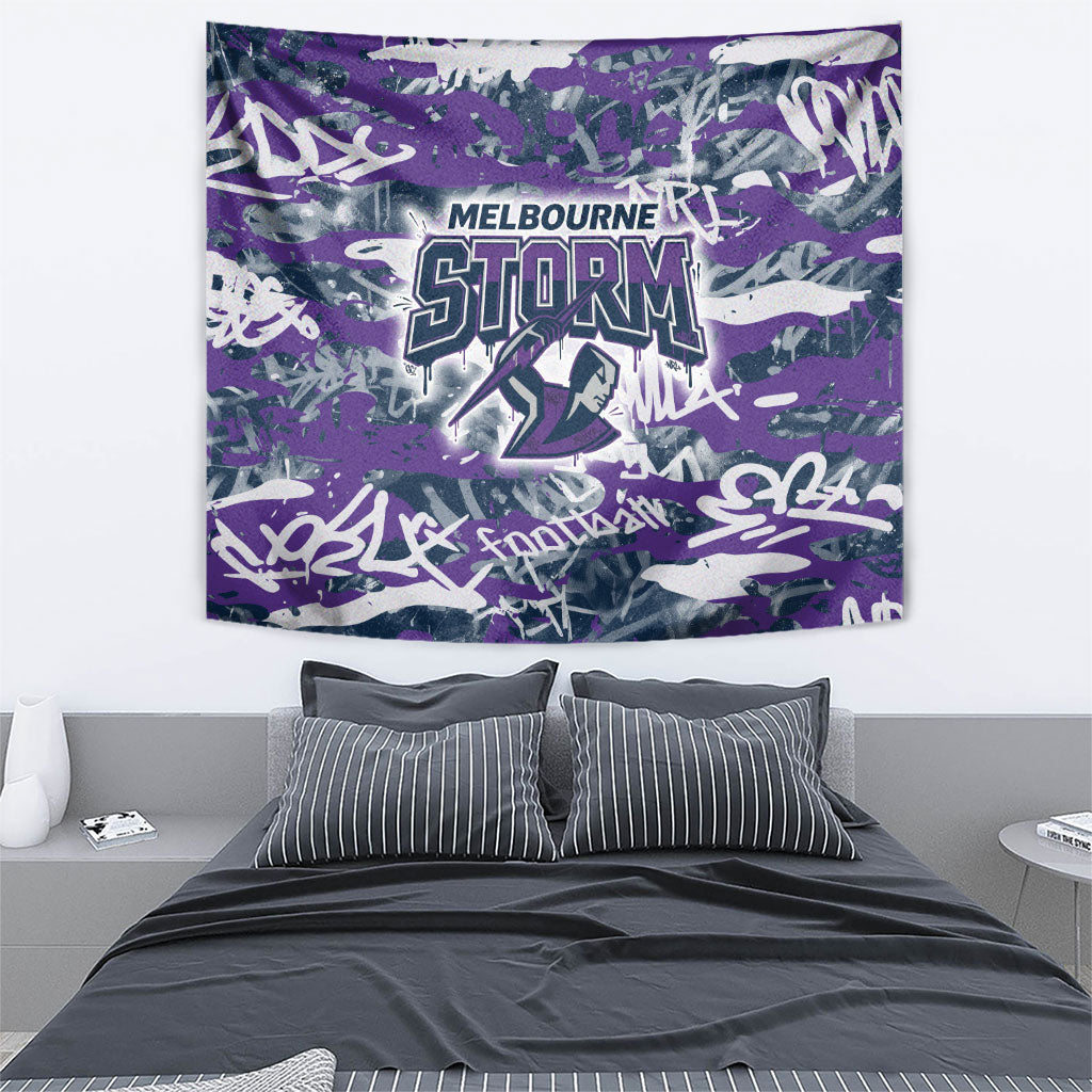 Melbourne Storm Rugby Tapestry Graffiti Typography Urban Camo Abstract Street Style