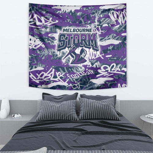 Melbourne Storm Rugby Tapestry Graffiti Typography Urban Camo Abstract Street Style