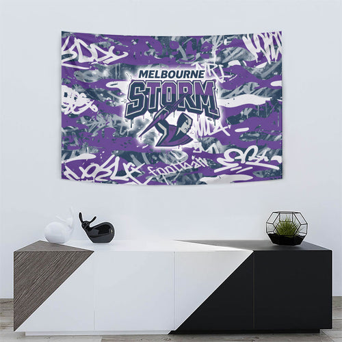 Melbourne Storm Rugby Tapestry Graffiti Typography Urban Camo Abstract Street Style