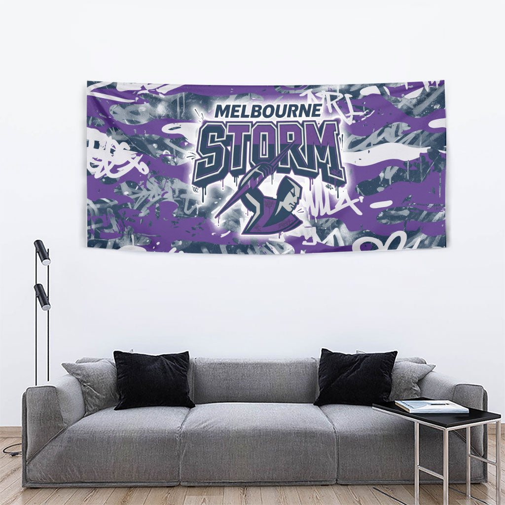 Melbourne Storm Rugby Tapestry Graffiti Typography Urban Camo Abstract Street Style