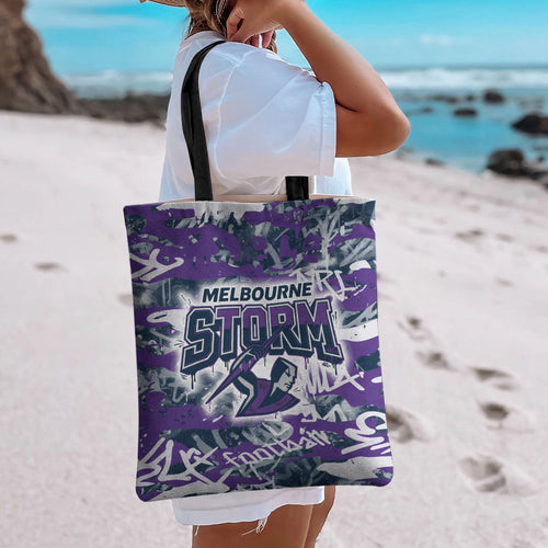 Melbourne Storm Rugby Tote Bag Graffiti Typography Urban Camo Abstract Street Style