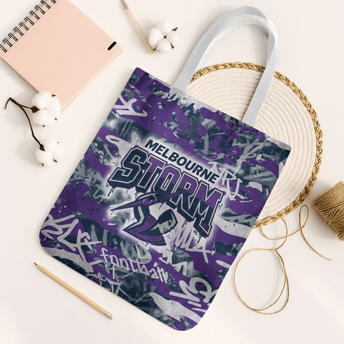 Melbourne Storm Rugby Tote Bag Graffiti Typography Urban Camo Abstract Street Style