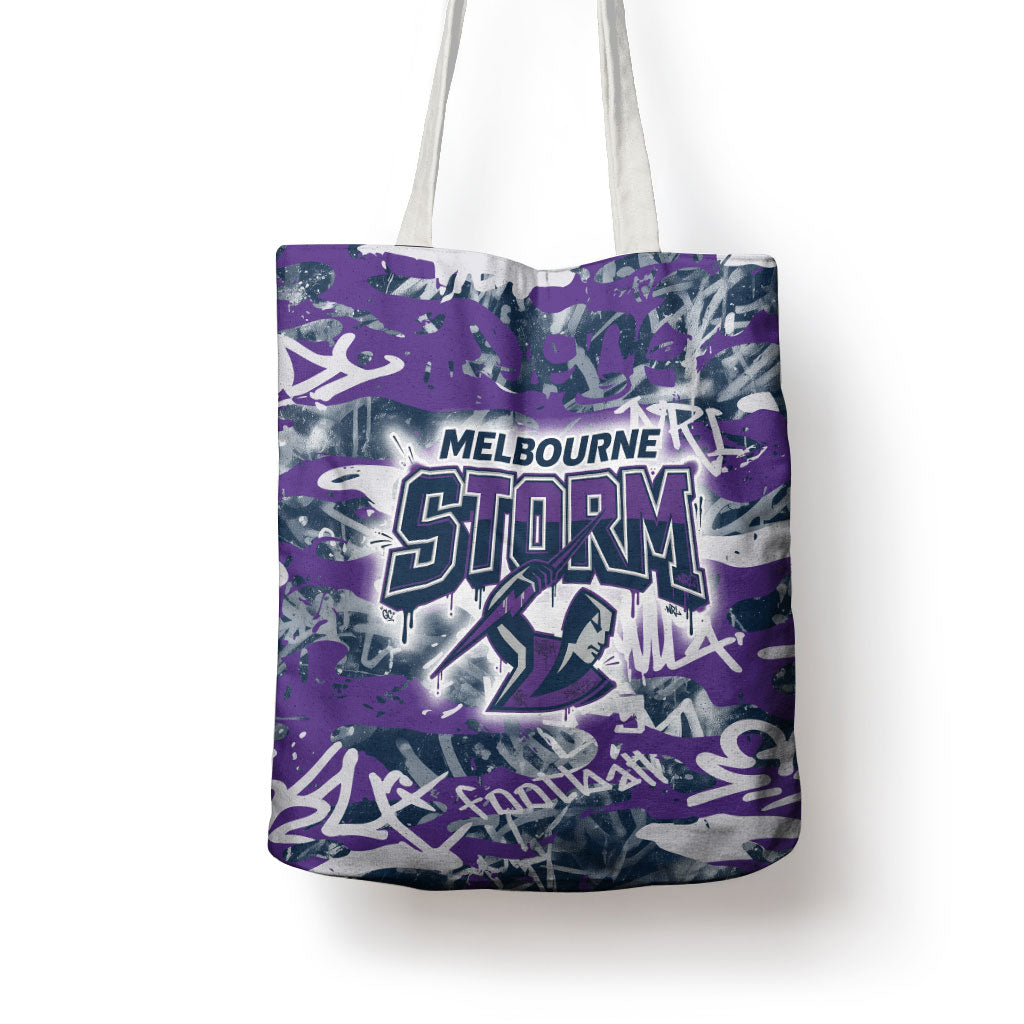 Melbourne Storm Rugby Tote Bag Graffiti Typography Urban Camo Abstract Street Style