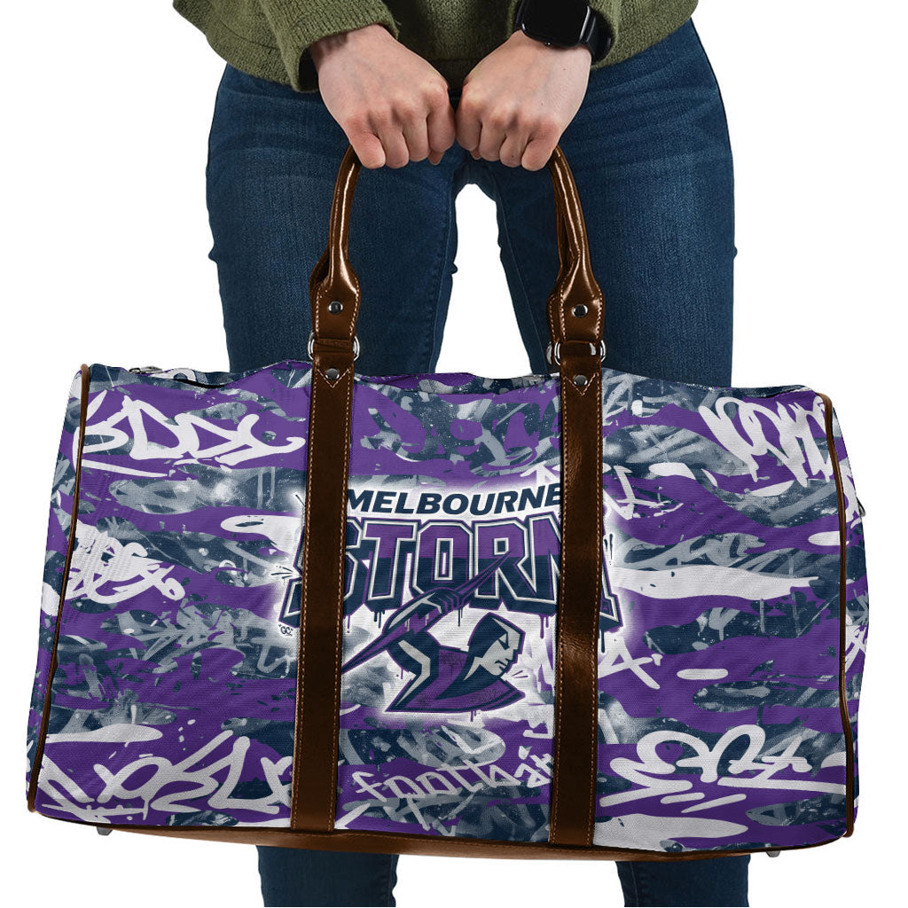Melbourne Storm Rugby Travel Bag Graffiti Typography Urban Camo Abstract Street Style