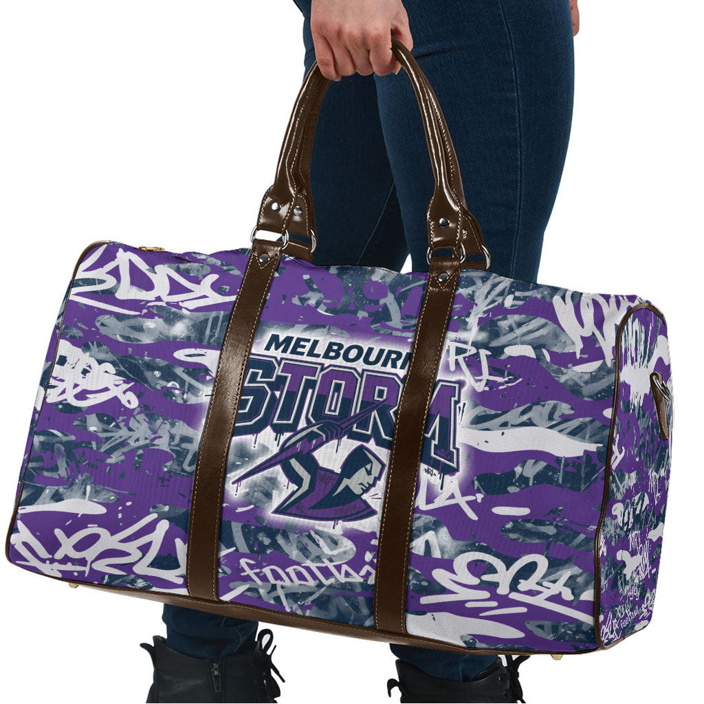 Melbourne Storm Rugby Travel Bag Graffiti Typography Urban Camo Abstract Street Style