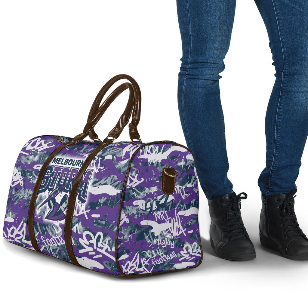Melbourne Storm Rugby Travel Bag Graffiti Typography Urban Camo Abstract Street Style