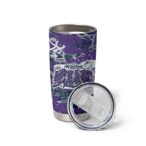 Melbourne Storm Rugby Tumbler Cup Graffiti Typography Urban Camo Abstract Street Style