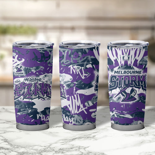 Melbourne Storm Rugby Tumbler Cup Graffiti Typography Urban Camo Abstract Street Style