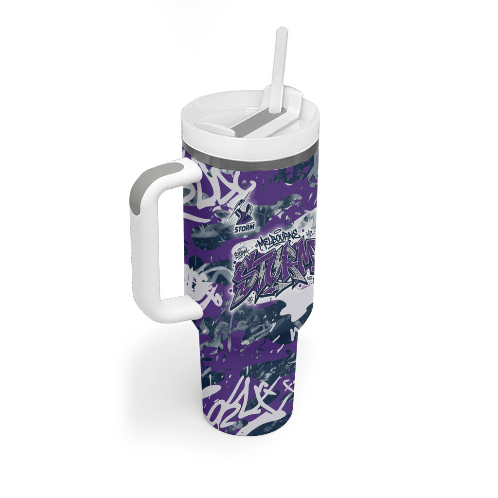 Melbourne Storm Rugby Tumbler With Handle Graffiti Typography Urban Camo Abstract Street Style