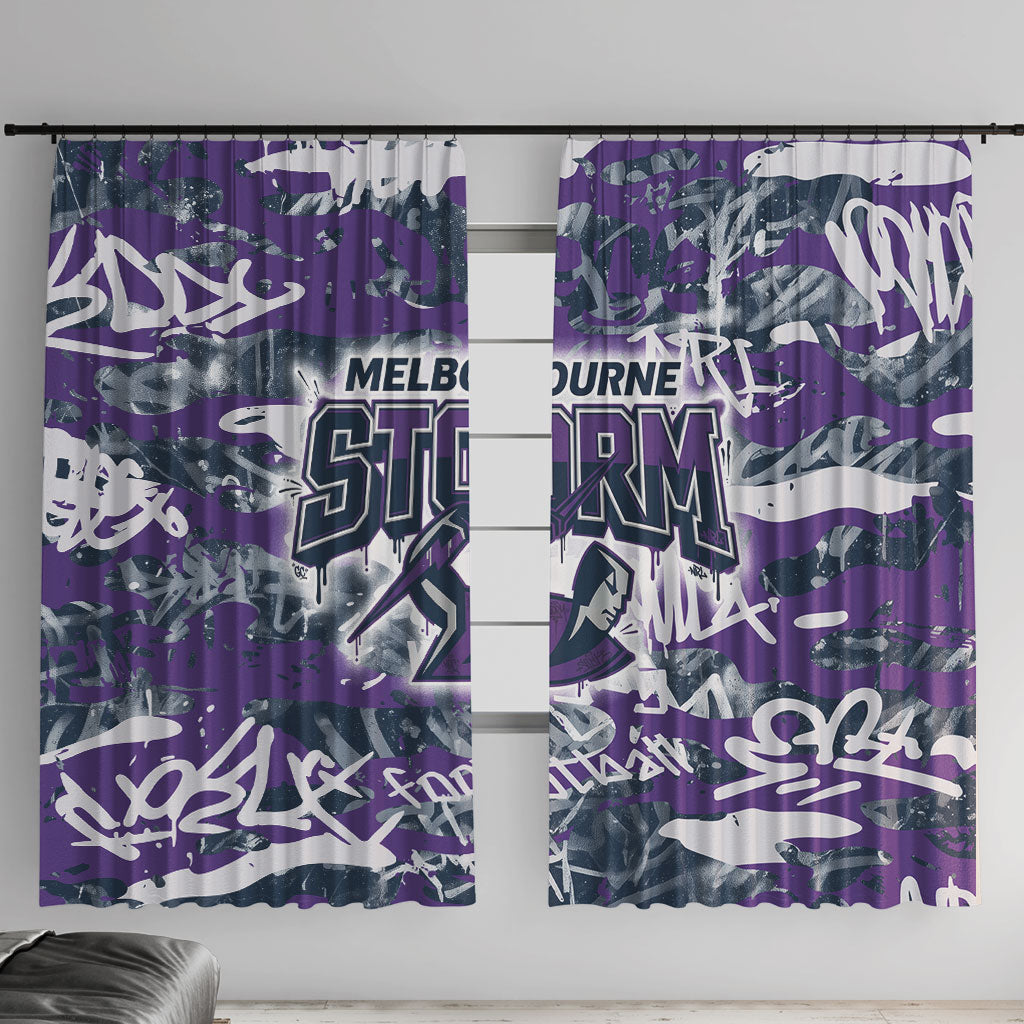 Melbourne Storm Rugby Window Curtain Graffiti Typography Urban Camo Abstract Street Style