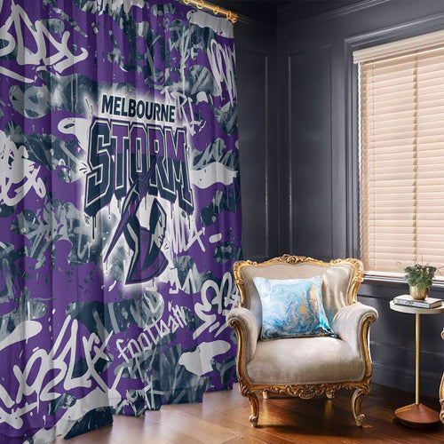 Melbourne Storm Rugby Window Curtain Graffiti Typography Urban Camo Abstract Street Style