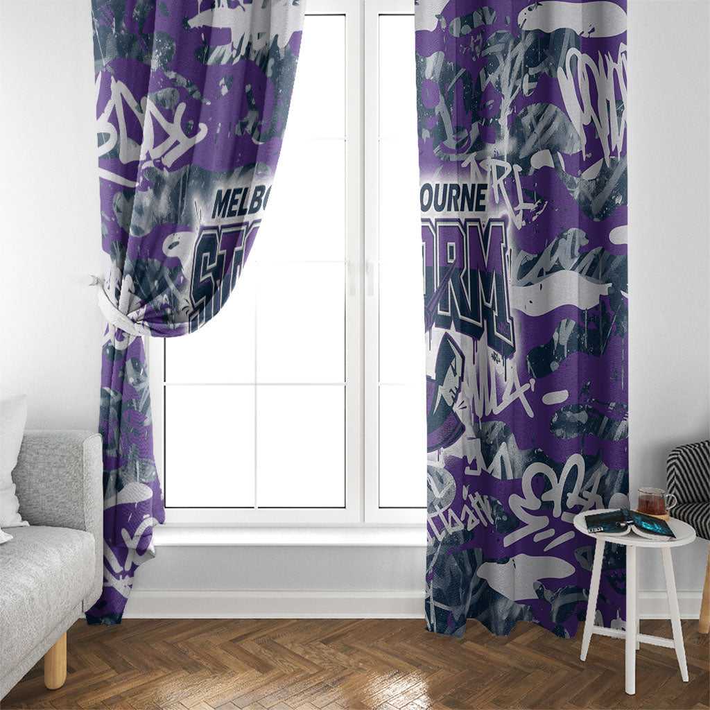 Melbourne Storm Rugby Window Curtain Graffiti Typography Urban Camo Abstract Street Style