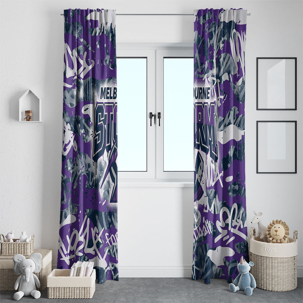 Melbourne Storm Rugby Window Curtain Graffiti Typography Urban Camo Abstract Street Style