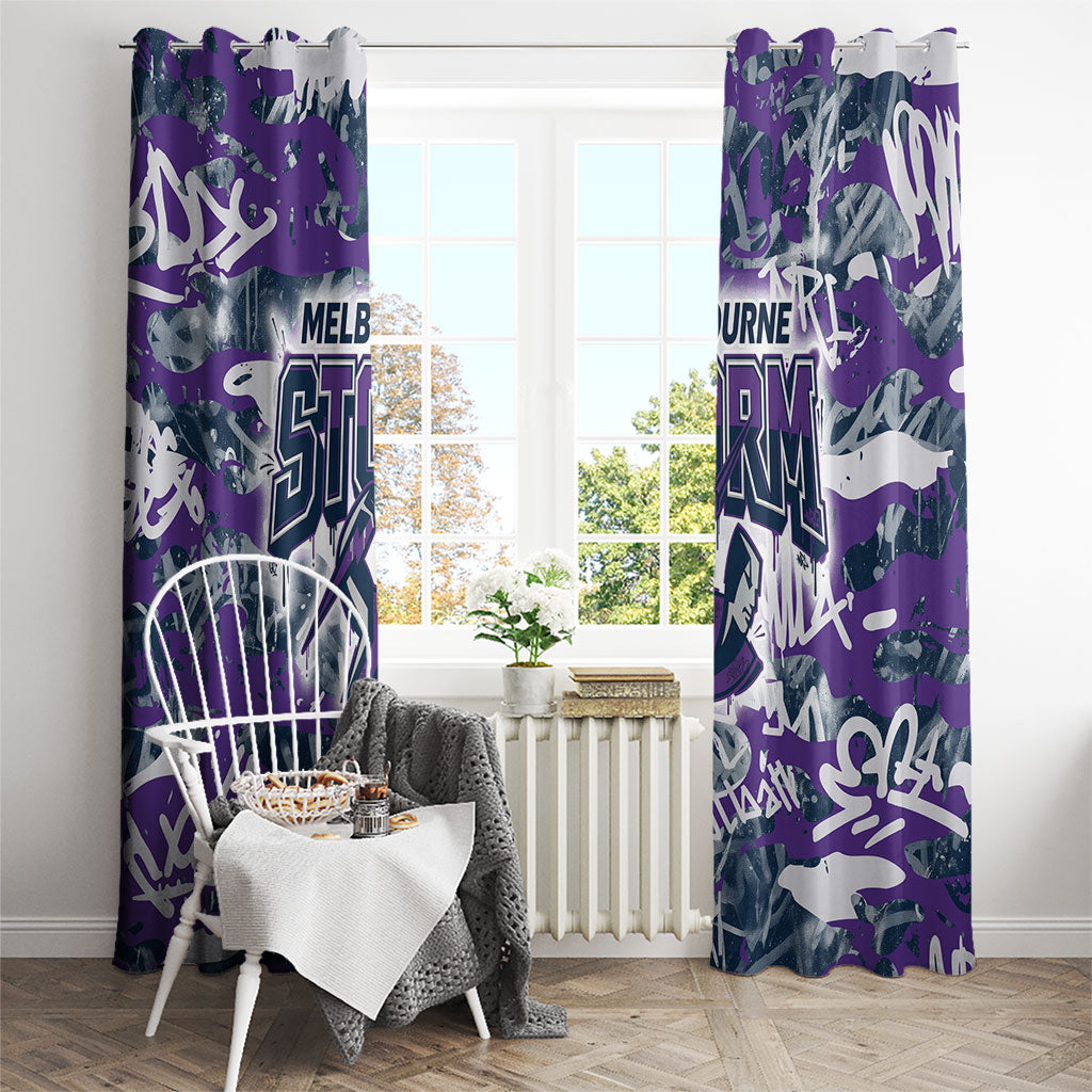 Melbourne Storm Rugby Window Curtain Graffiti Typography Urban Camo Abstract Street Style