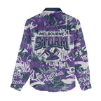 Melbourne Storm Rugby Women Casual Shirt Graffiti Typography Urban Camo Abstract Street Style