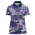 Melbourne Storm Rugby Women Polo Shirt Graffiti Typography Urban Camo Abstract Street Style