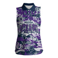Melbourne Storm Rugby Women Sleeveless Polo Shirt Graffiti Typography Urban Camo Abstract Street Style