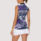 Melbourne Storm Rugby Women Sleeveless Polo Shirt Graffiti Typography Urban Camo Abstract Street Style