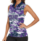 Melbourne Storm Rugby Women Sleeveless Polo Shirt Graffiti Typography Urban Camo Abstract Street Style