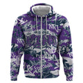 Melbourne Storm Rugby Zip Hoodie Graffiti Typography Urban Camo Abstract Street Style