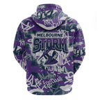 Melbourne Storm Rugby Zip Hoodie Graffiti Typography Urban Camo Abstract Street Style