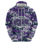 Melbourne Storm Rugby Zip Hoodie Graffiti Typography Urban Camo Abstract Street Style