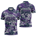 Melbourne Storm Rugby Zipper Polo Shirt Graffiti Typography Urban Camo Abstract Street Style