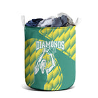 Australian Diamonds Netball Laundry Basket Bold Geometric Zigzag Pattern With Athletic Player Graphics